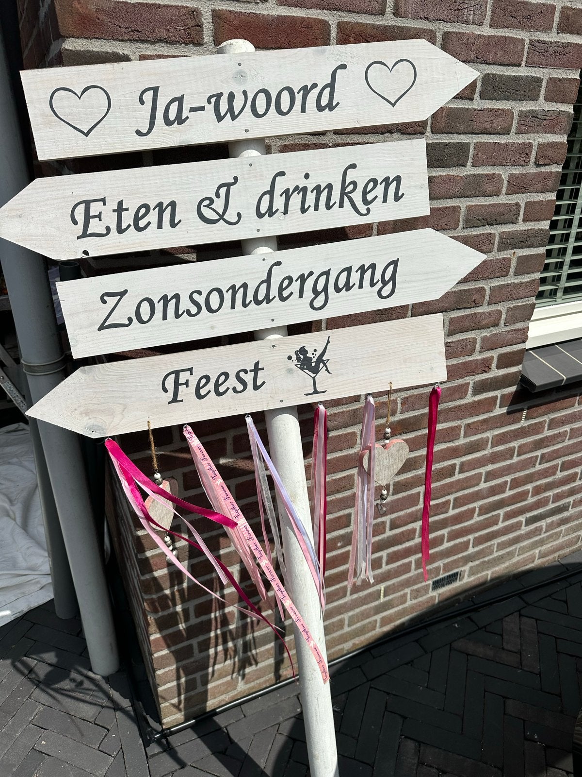 Unieke Bruiloft Wegwijzer - Handgemaakt, Ophalen, Zo goed als nieuw, Versiering, Geboorte of Huwelijk