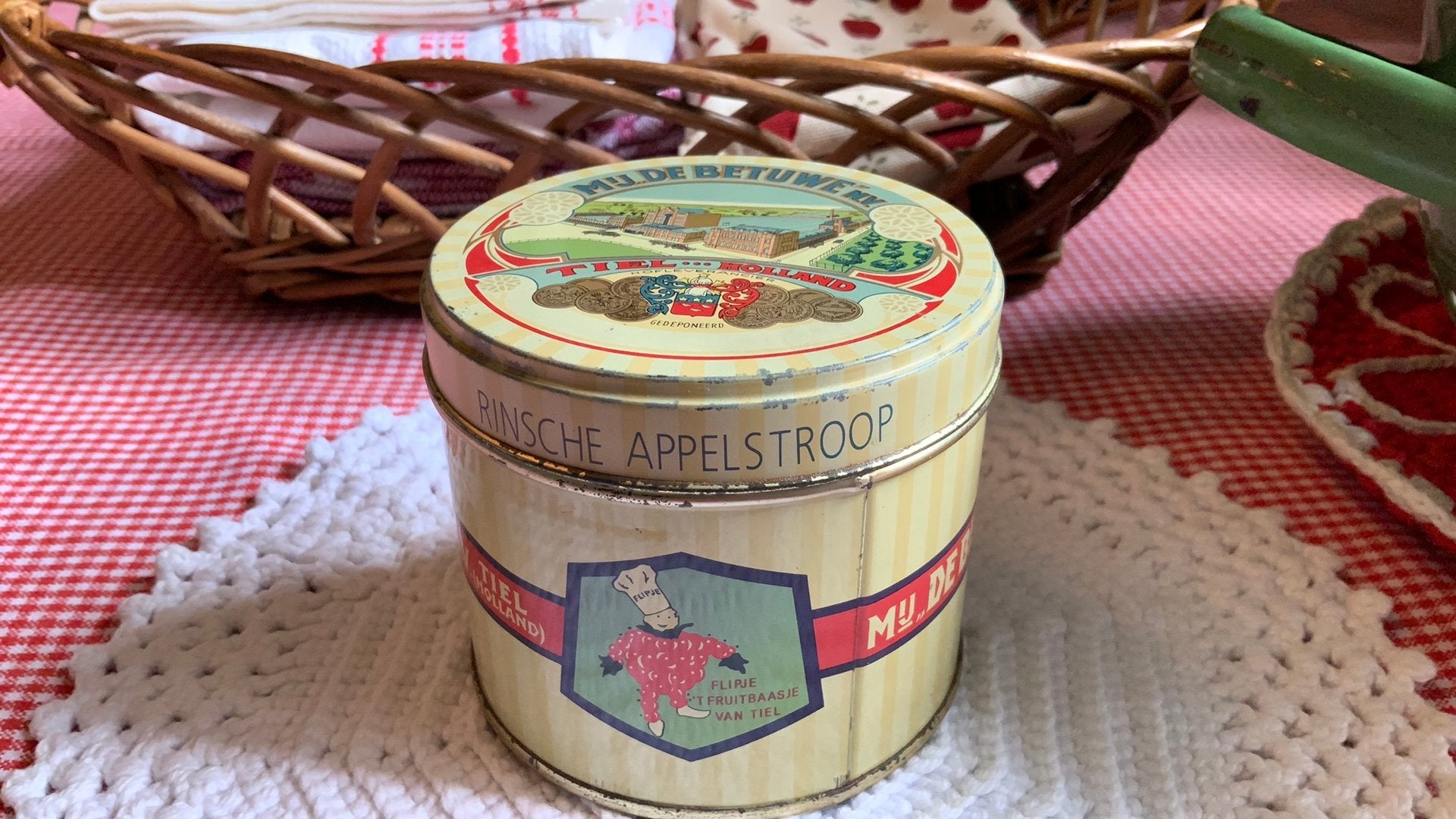 Oud blikje rinsche appelstroop mij. De Betuwe n.v./Flipje, Ophalen of Verzenden, Gebruikt, Overige, Overige merken