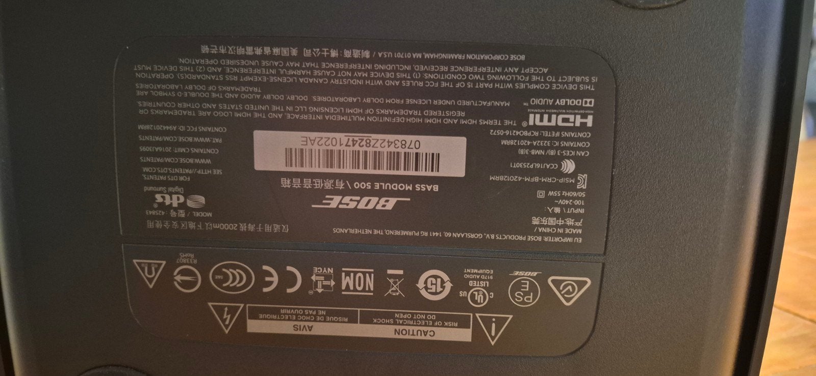 Bose Bass Module 500 - Defect bij koppelen, Ophalen