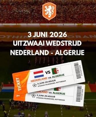 Nederland vs Algerije | 8x vak Y2 rij 5 | 03.06 | De Kuip, Tickets en Kaartjes, Losse kaart, Drie personen of meer, Juni