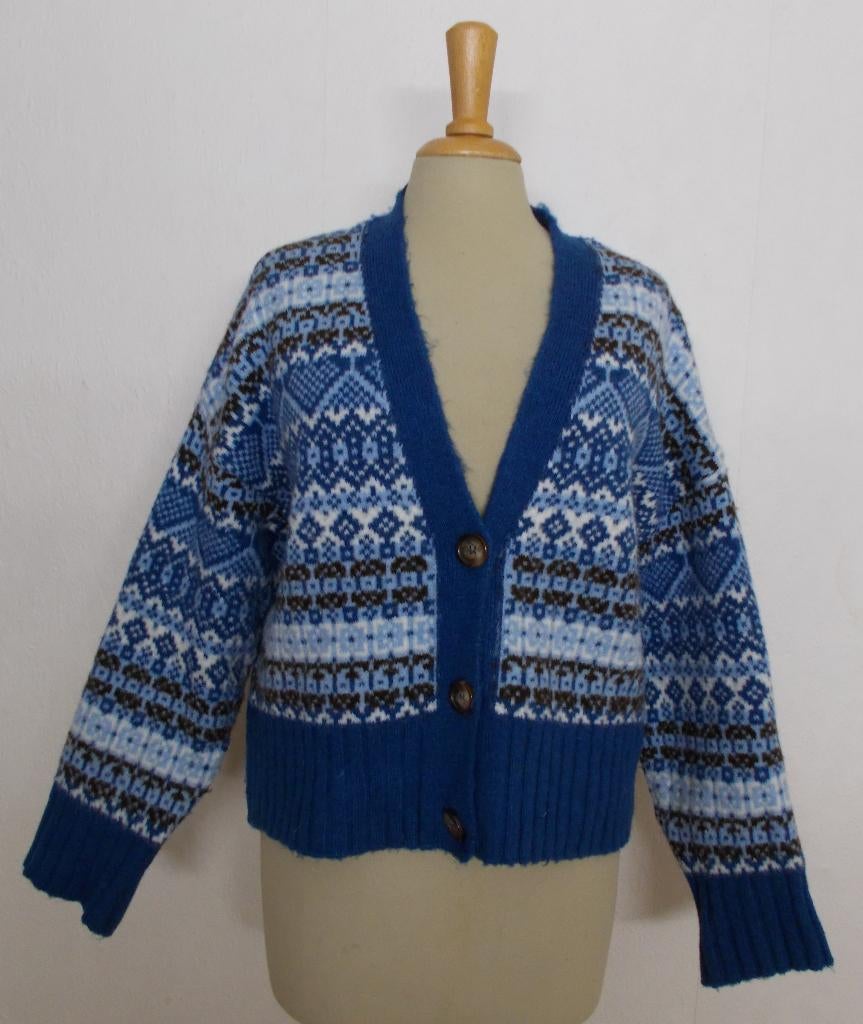 Super zacht en soepel Noors/folklore look vest! L, Verzenden, Zo goed als nieuw, Maat 42/44 (L), Blauw