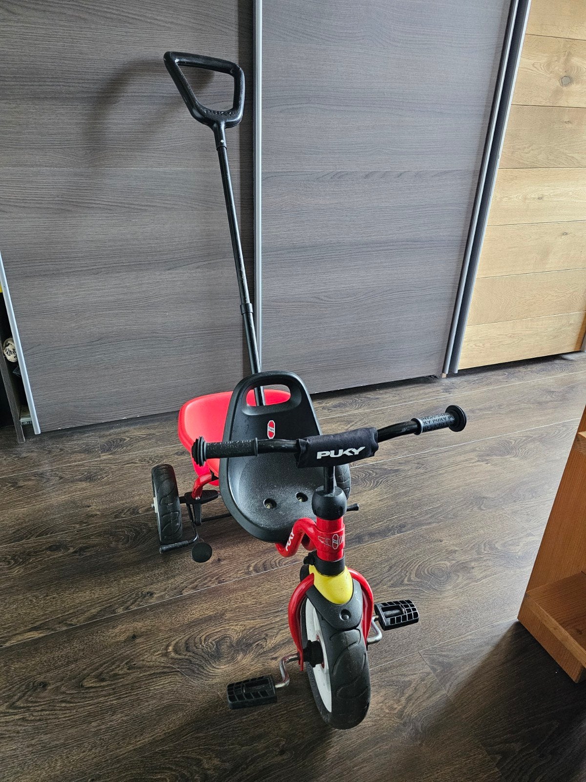 Driewieler met duwstang, Ophalen, Gebruikt, Duwstang