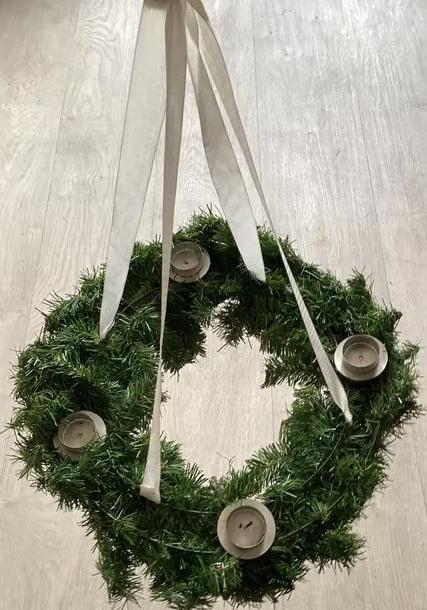 Kerstkrans met kaarsen, Diversen, Kerst, Ophalen of Verzenden, Zo goed als nieuw