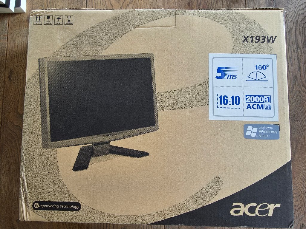Acer X193W 19 inch monitor in originele doos, Computers en Software, Ophalen, Gebruikt, VGA, Overige resoluties