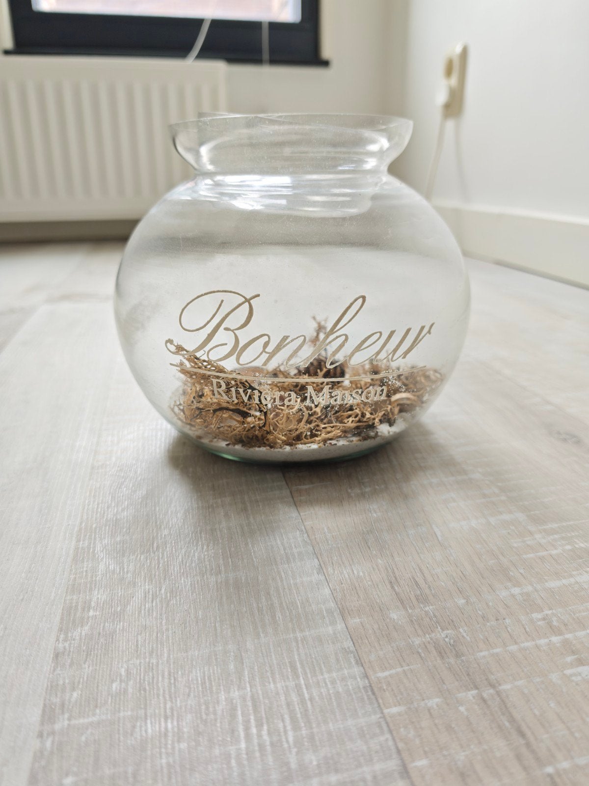 Riviera Maison Bonheur Pot - Glazen Decoratie Pot, Overige kleuren, Ophalen of Verzenden, Minder dan 50 cm, Glas