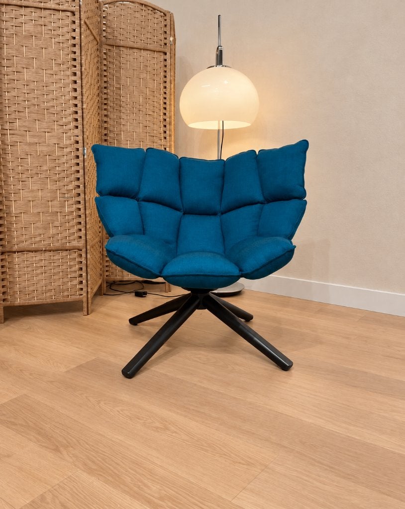 ZGAN B&B Italia Husk Fauteuil Blauw + GARANTIE | NP €6.000, 75 tot 100 cm, B&B Italia, Design Fauteuil Stoel B&B Italia, 75 tot 100 cm