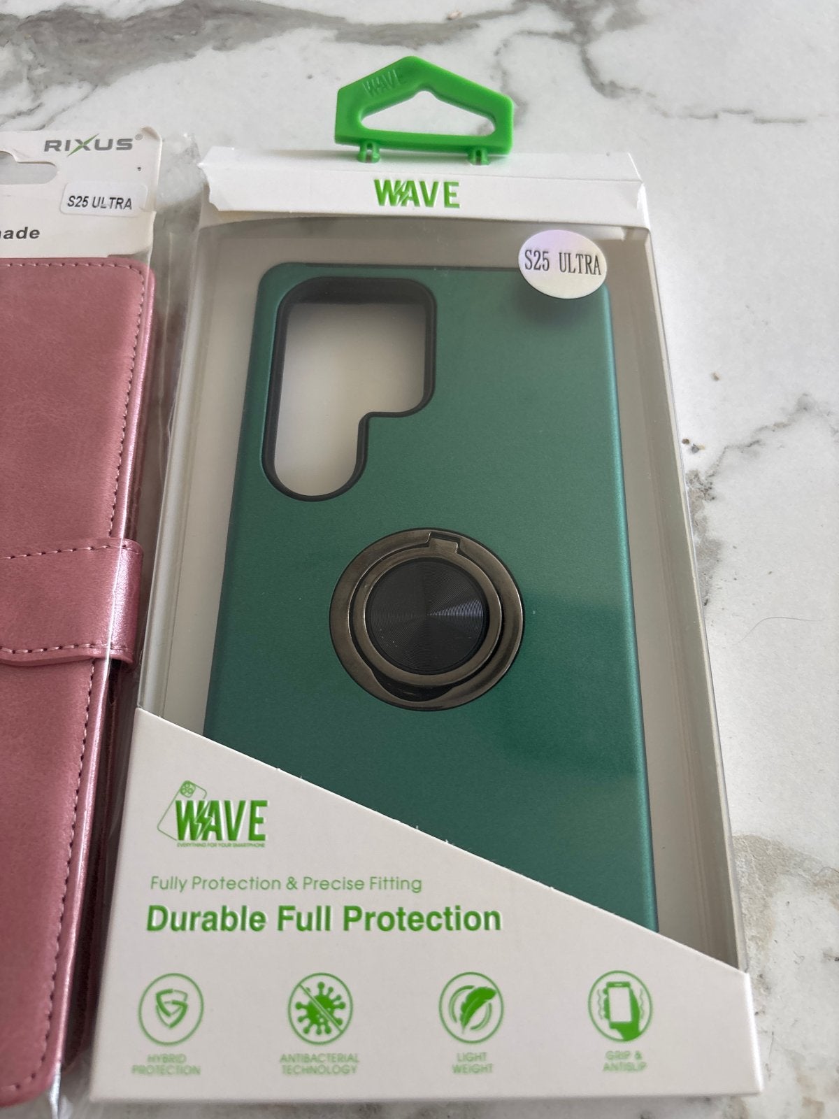 Wave Hoesje voor S23 Ultra - Groen met Ringhouder, Kunststof, Overige merken, Anti-vingerafdruk, Nieuw