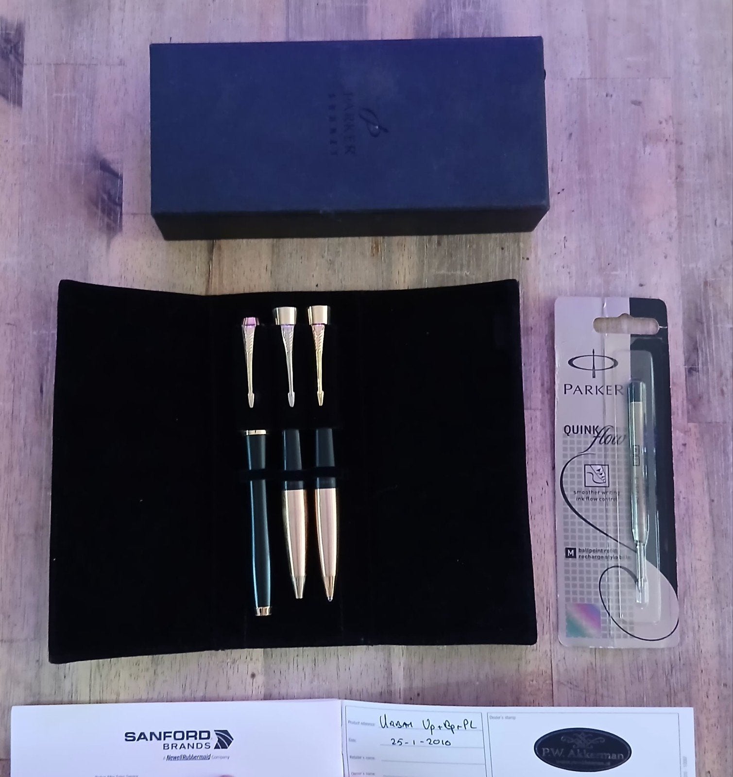 Parker Sonnet Gouden Pennenset uit 2010, Verzamelen, Pennenverzamelingen, Pennenset, Gebruikt, Parker, Met doosje