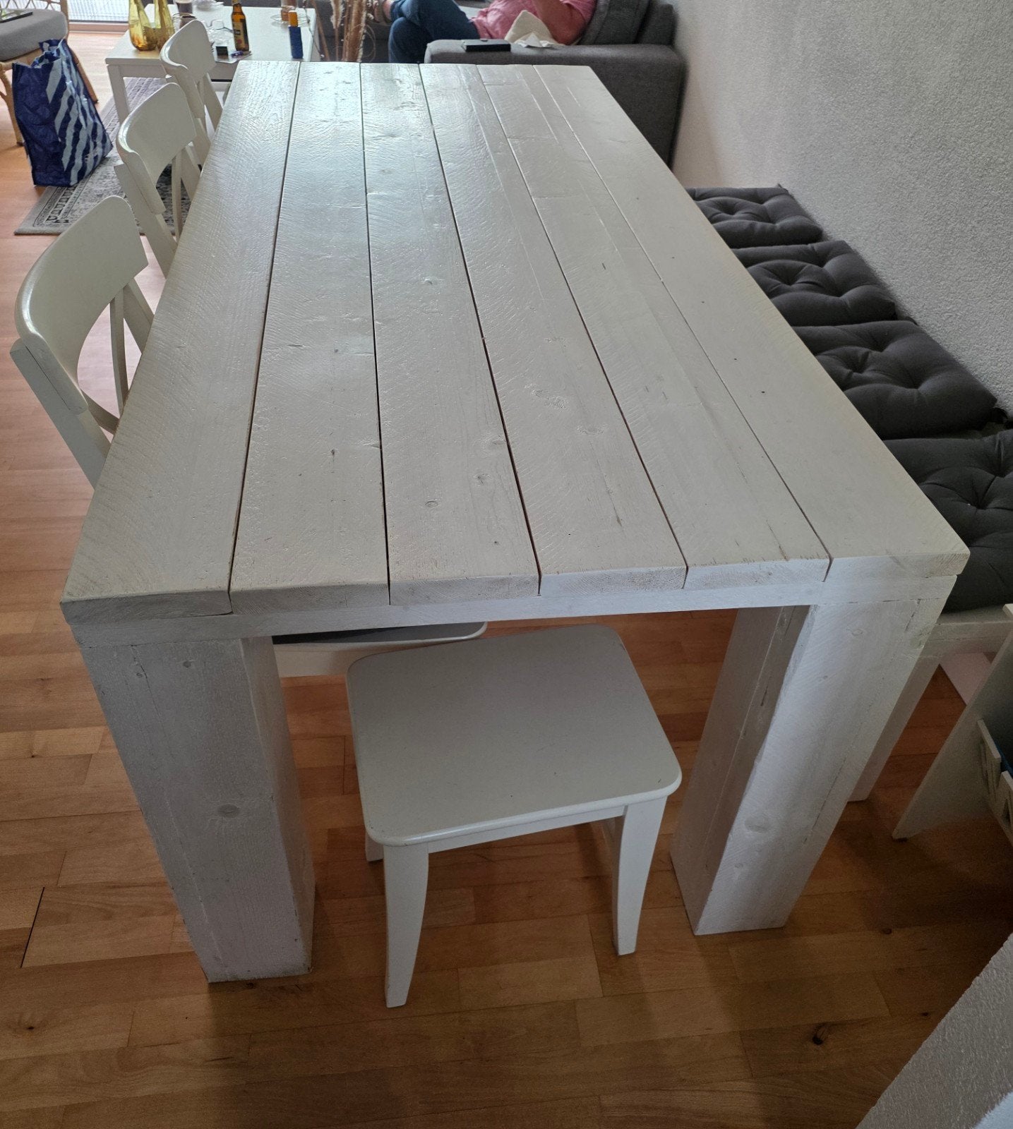 eettafel met bankje stoelen en kruk, Huis en Inrichting, Ophalen, Gebruikt, 50 tot 100 cm, 150 tot 200 cm