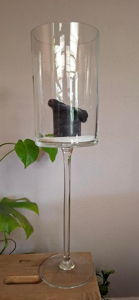 Groot glazen windlicht op voet, Ophalen, Zo goed als nieuw, Glas