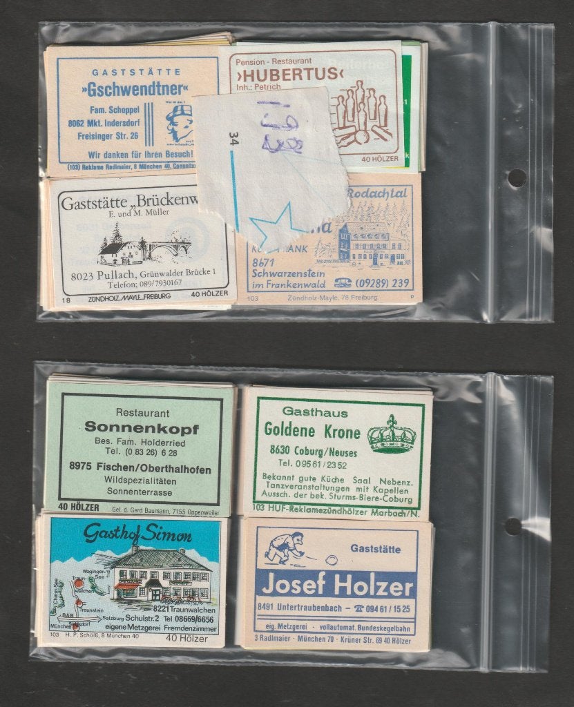 193 verschillende DUITSE reclame lucifer etiketten 8000-8999, Verzamelen, Verzenden, Gebruikt, Luciferdoosjes of -merken