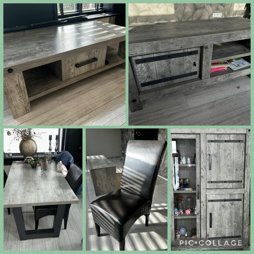 Complete Woonkamerset in Houtlook - Salontafel, TV-meubel, K, Ophalen, Gebruikt