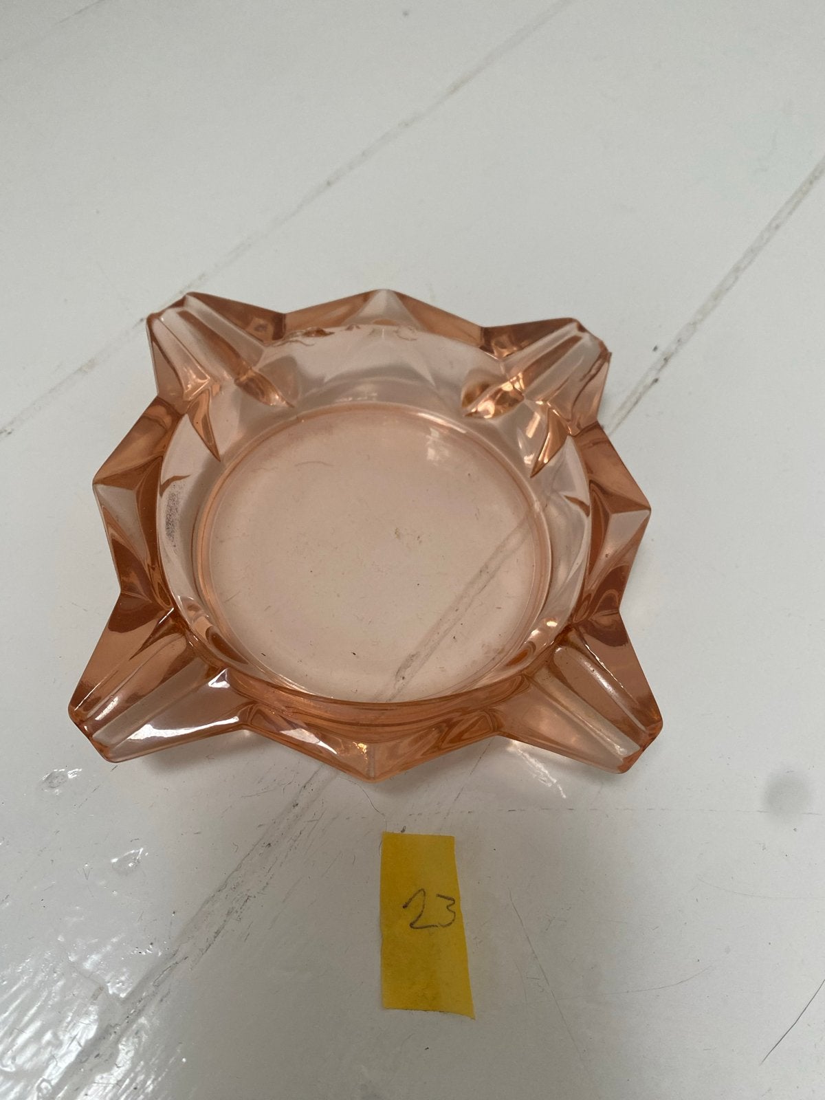 Vintage Roze Glazen Asbak - Stervormig Design, Verzamelen, Ophalen of Verzenden, Gebruikt, Asbak