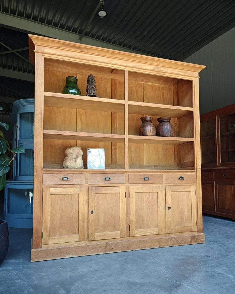 Teakhouten boekenkast | Wandkast | Voorraadkast teak #9870, Glas, Gebruikt, Met deur(en), -