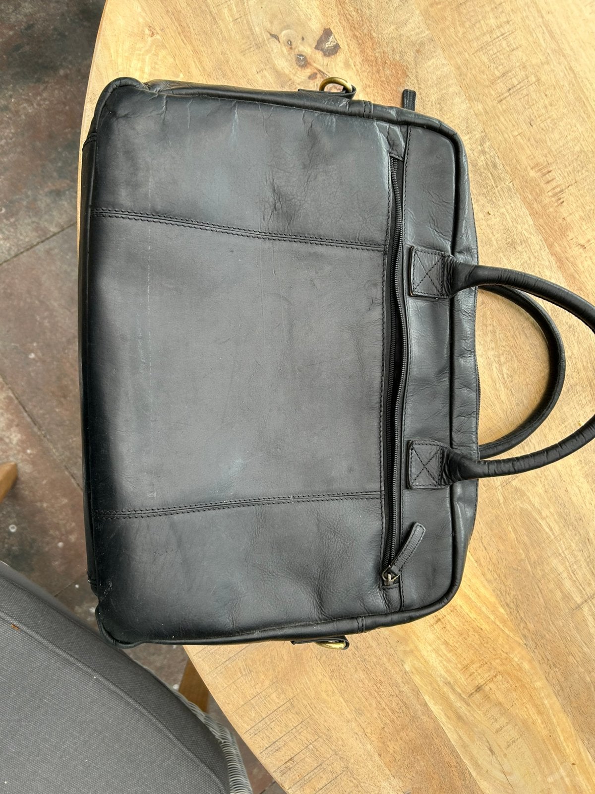 Echt leren laptoptas zwart, 15 inch, Aktetas, Ophalen of Verzenden, Zo goed als nieuw