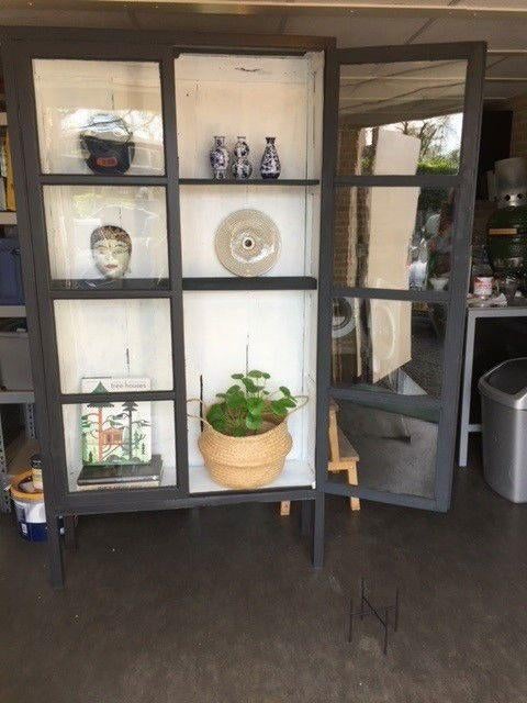 Vintage/Industriële vitrine servieskast, Ophalen, Gebruikt, 100 tot 150 cm, Vintage / industrieel