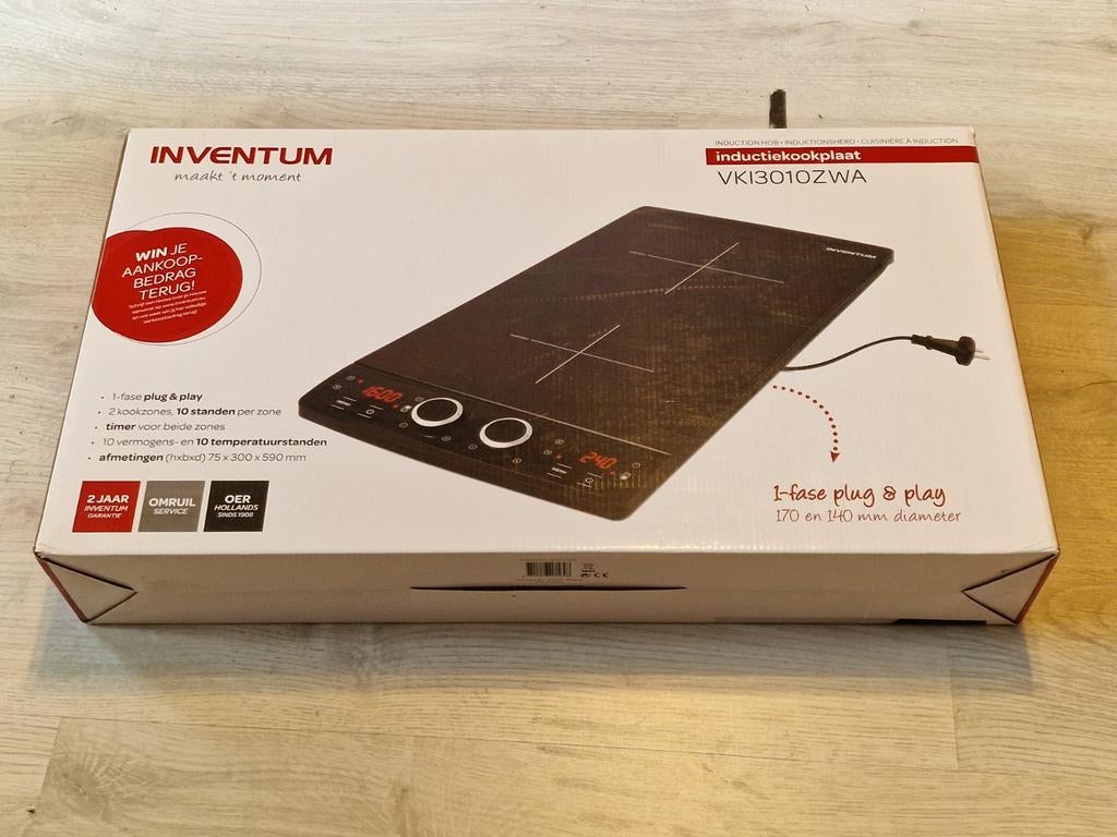 Inventum VK130102WA Inductiekookplaat 2 zones, Witgoed en Apparatuur, Ophalen of Verzenden