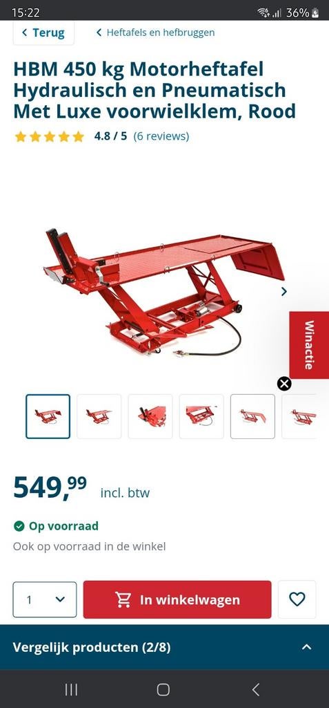 HBM 450 kg Motorheftafel Hydraulisch/Pneumatisch Rood, Motoren, Ophalen