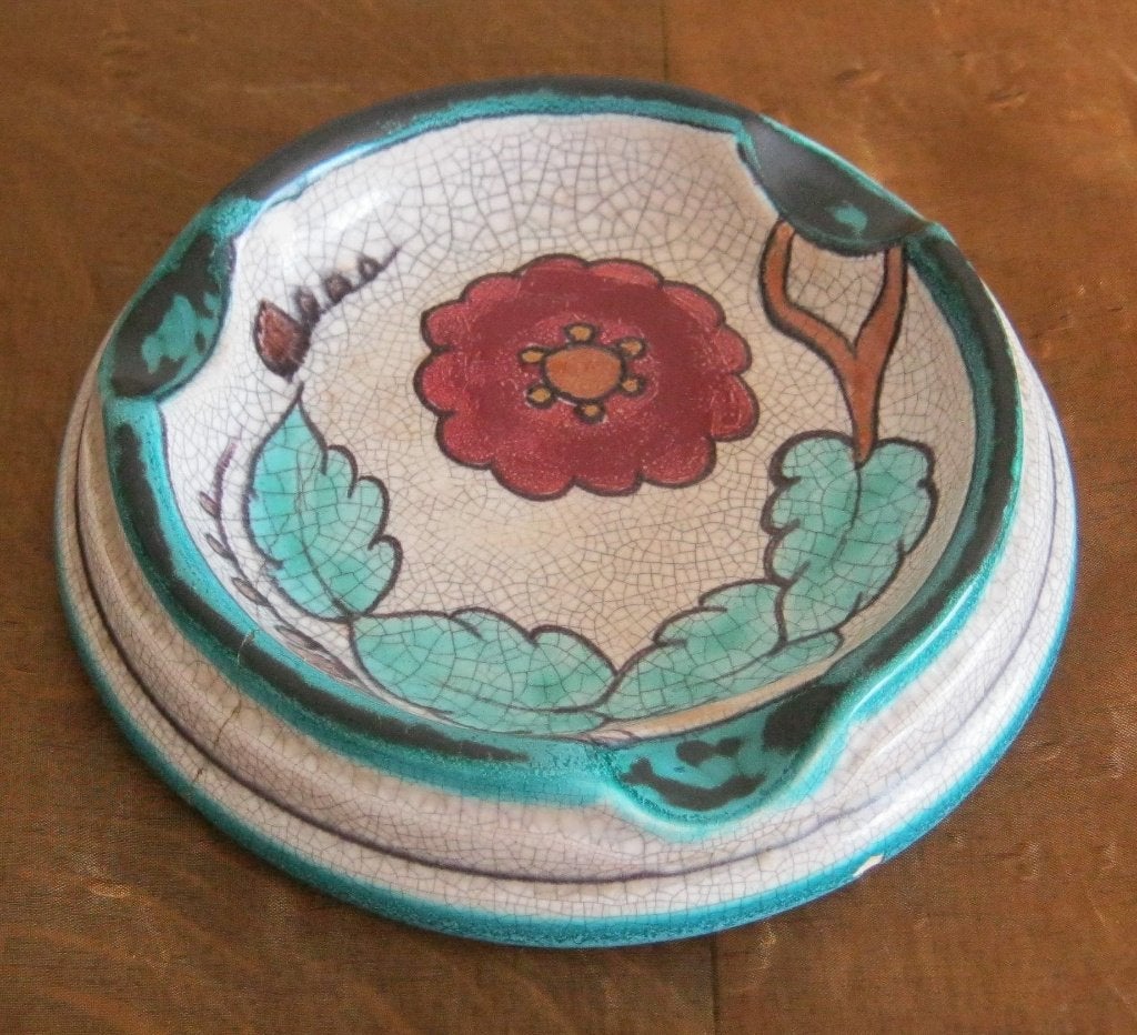 Antieke Plateel Gouda asbak, begin 20e Eeuw., Antiek en Kunst, Antiek | Keramiek en Aardewerk, Ophalen of Verzenden