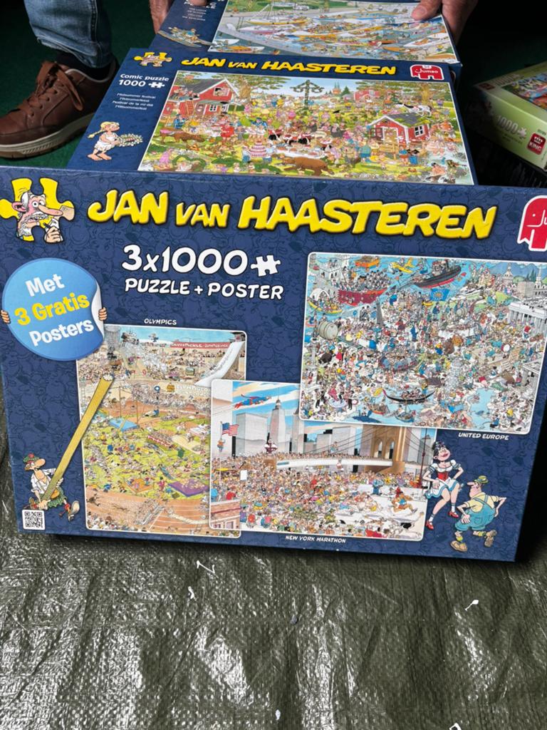Jan van Haasteren puzzel 3 in 1 doos - 3x 1000 stukjes, Ophalen, 500 t/m 1500 stukjes, Gebruikt, Legpuzzel