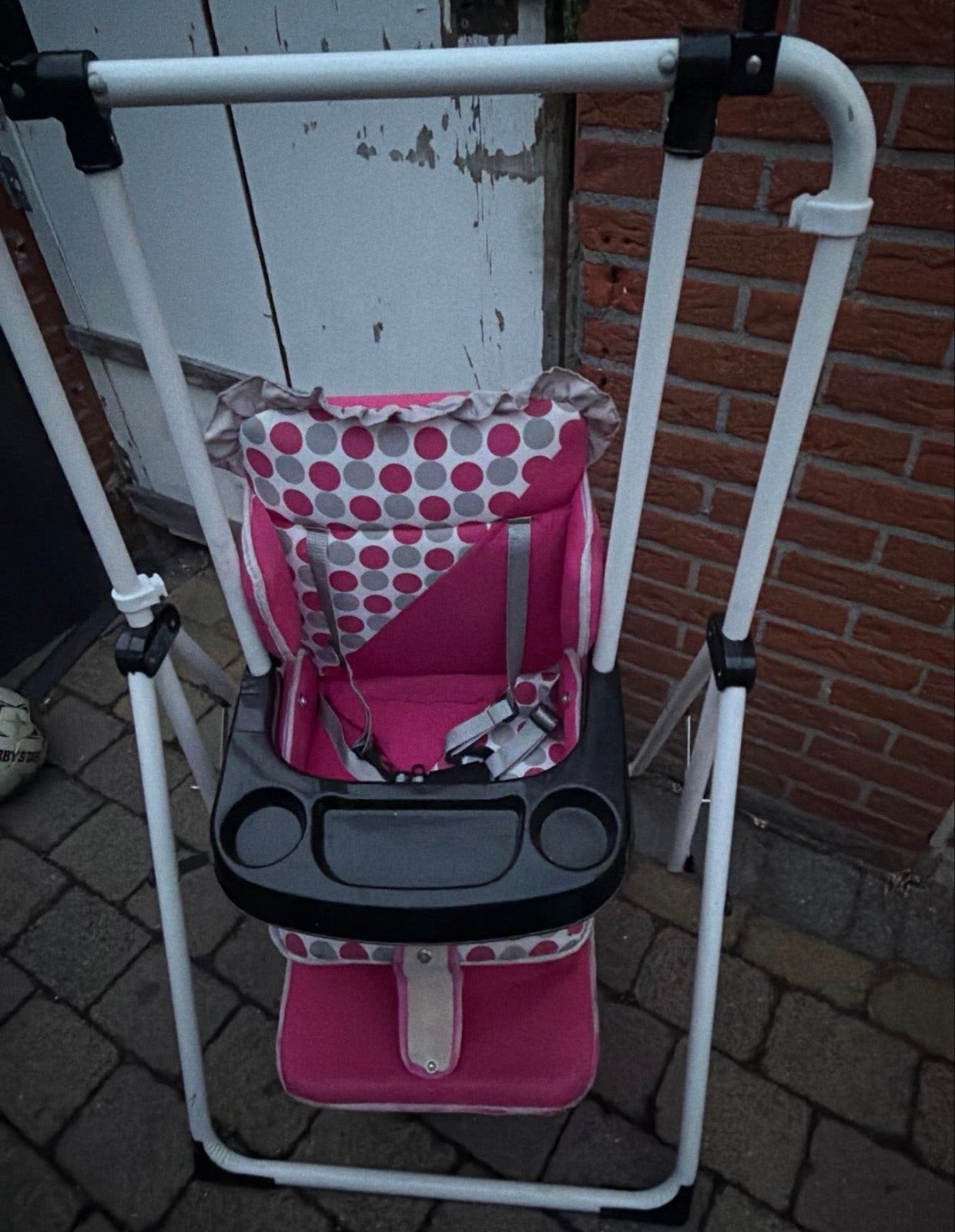 Roze babyschommel met standaard, Ophalen of Verzenden, Gebruikt, Schommel