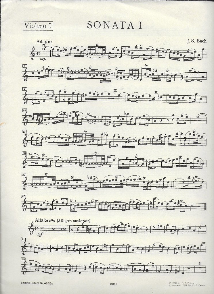 Bo401 bladmuziek violin 1 sonata 1 j s bach  -, Ophalen of Verzenden, Gebruikt, Artiest of Componist, Klassiek