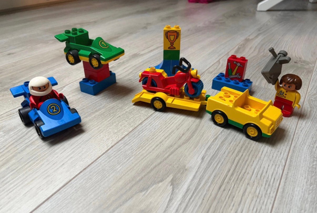 Lego Duplo formule 1 F1 raceauto’s motor speelgoed set, Ophalen of Verzenden, Duplo