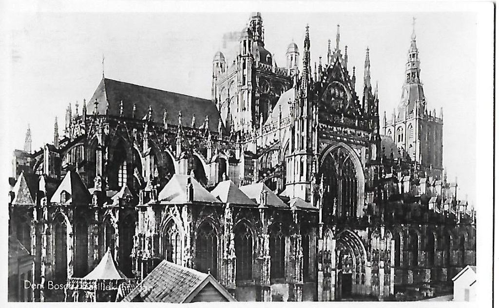 Den bosch basiliek oude gelopen ansichtkaart( 2156 ) {1952}, Ophalen of Verzenden, 1940 tot 1960, Gelopen, Noord-Brabant
