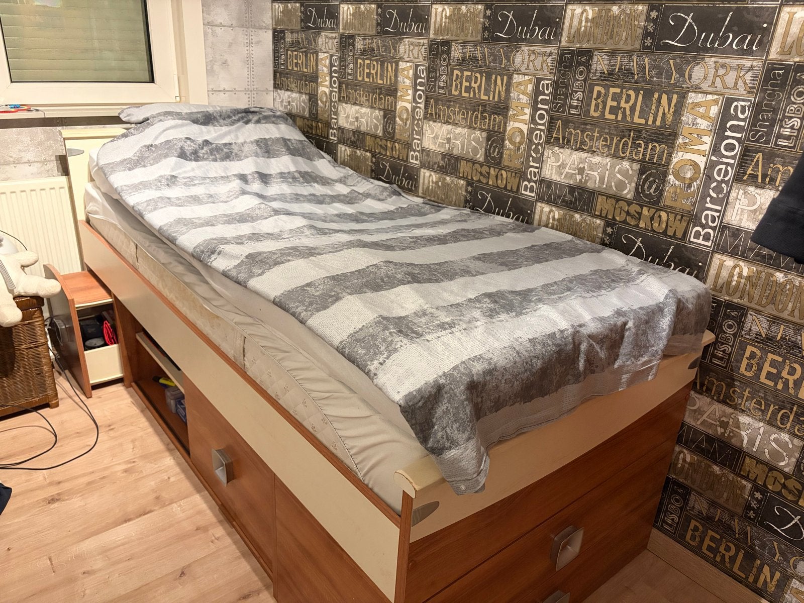 Eenpersoons kajuitbed met opbergruimte, Ophalen, Gebruikt, 90 cm, Eenpersoons
