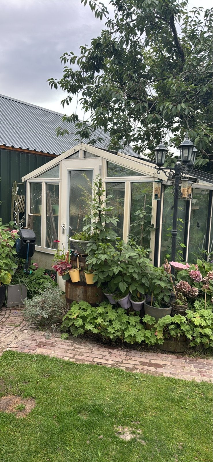 Mooie broeikas 4x2.75m met 2 kapotte dakramen, Ophalen, Gebruikt, Kweekkas, Glas
