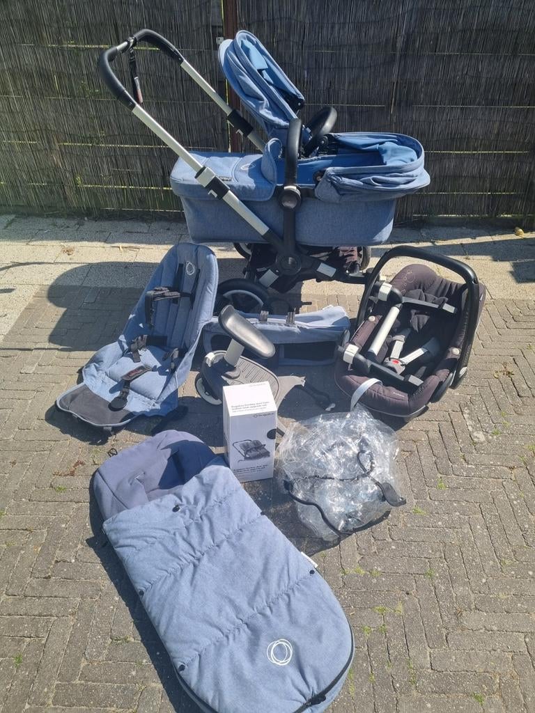 Bugaboo Donkey Duo kinderwagen met veel accessoires., Ophalen, Gebruikt, Bugaboo, Duowagen