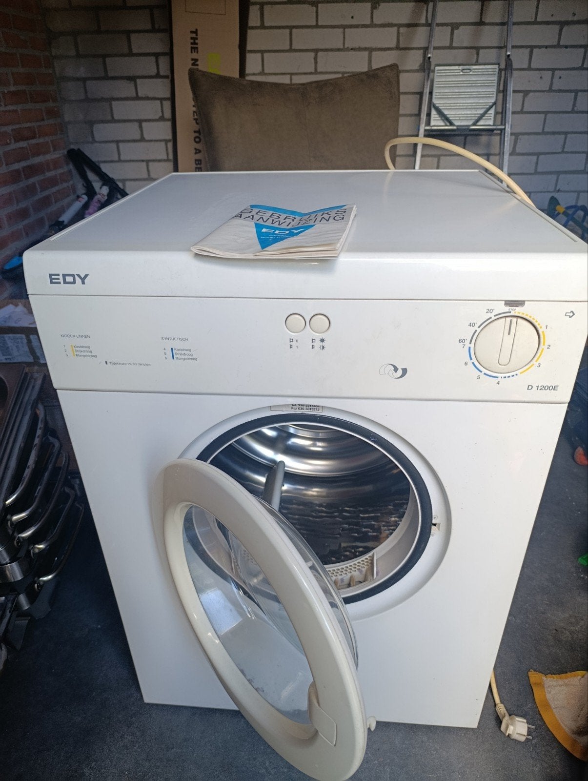 EDY D 1200E Luchtafvoer Wasdroger - 4.5 kg, Gebruikt, Luchtafvoer, 4 tot 6 kg, Ophalen of Verzenden
