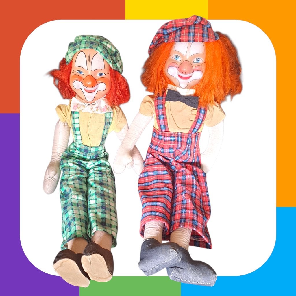 Vintage clowns jaren 60 plastic gezicht set met 2 st 0508, Gebruikt, -, -, Ophalen of Verzenden