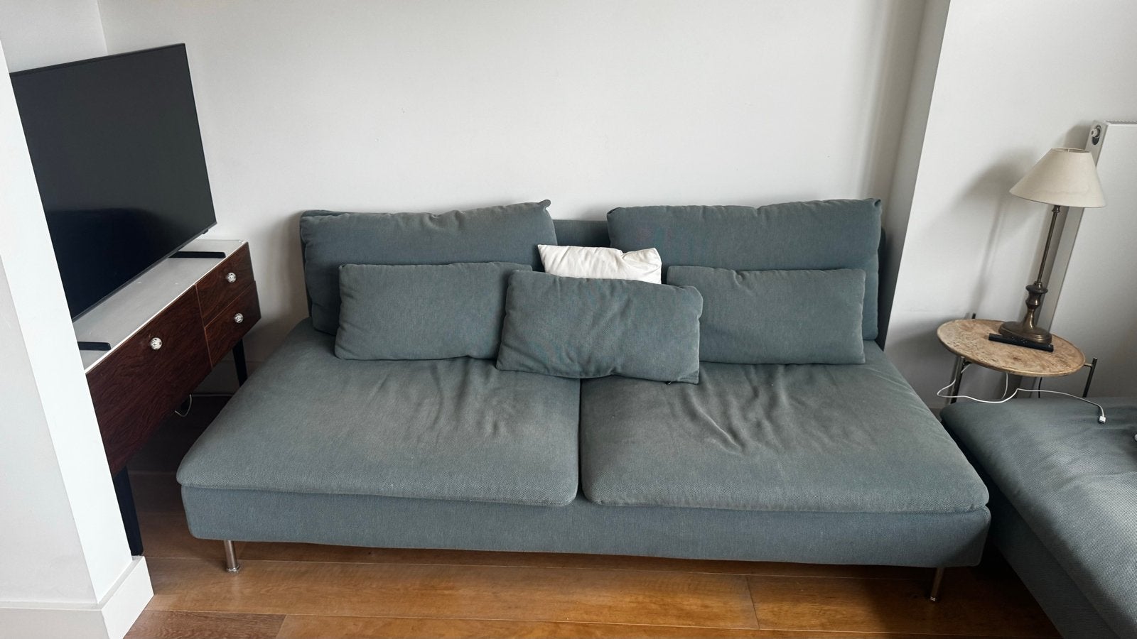 2-zitsbank soderhamn ikea + 1 poef + 1 persoons bankje, Ophalen, Gebruikt, 150 tot 200 cm, Tweepersoons