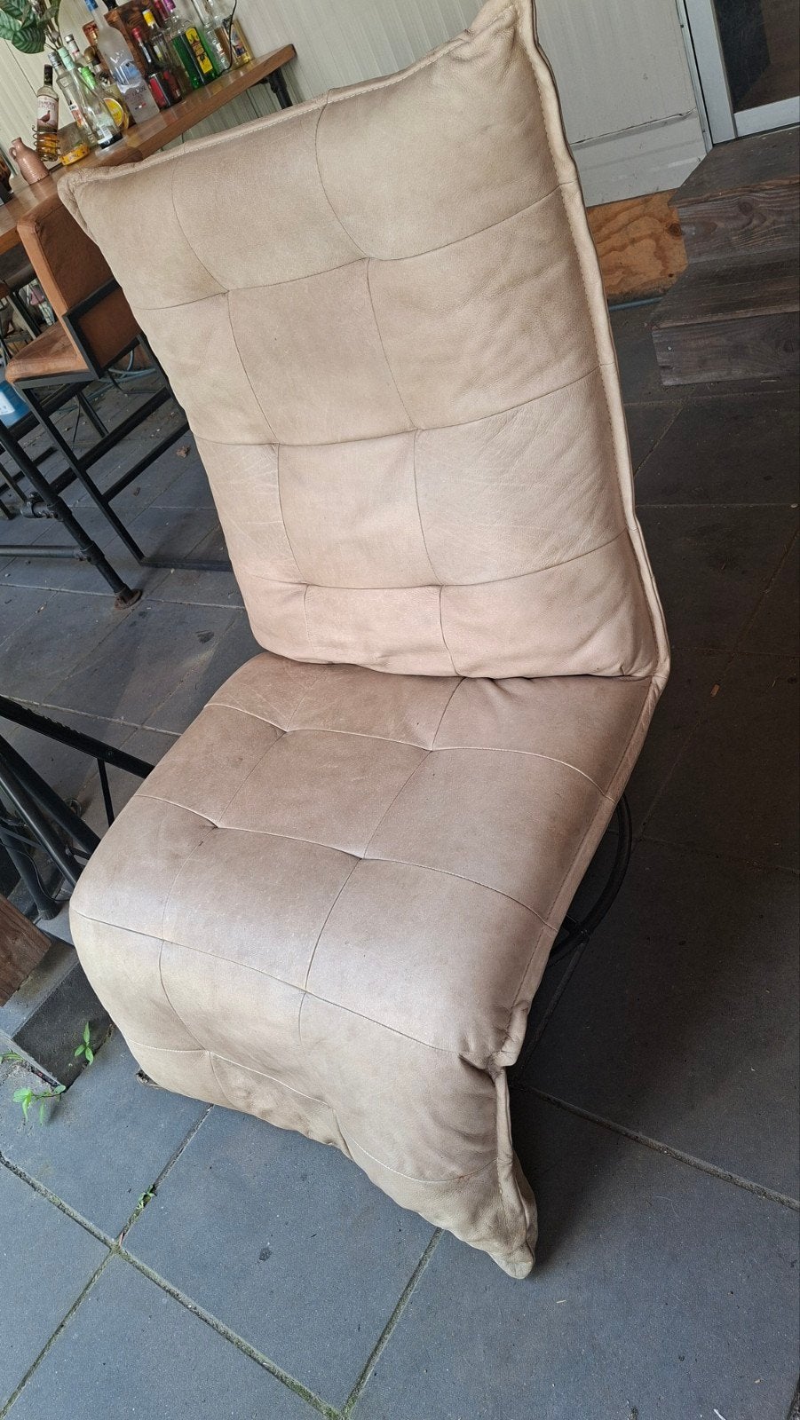 Leren Relaxfauteuil met Accu - Draadloos Ontspannen, Ophalen, Modern, Comfortabel, Gebruikt, 75 tot 100 cm