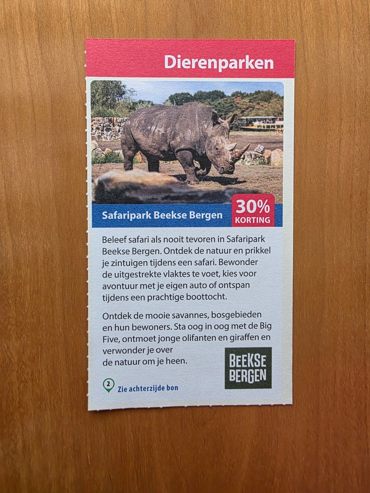 Safaripark Beekse Bergen 30% korting maximaal 5 personen, Tickets en Kaartjes, Drie personen of meer, Kortingskaart