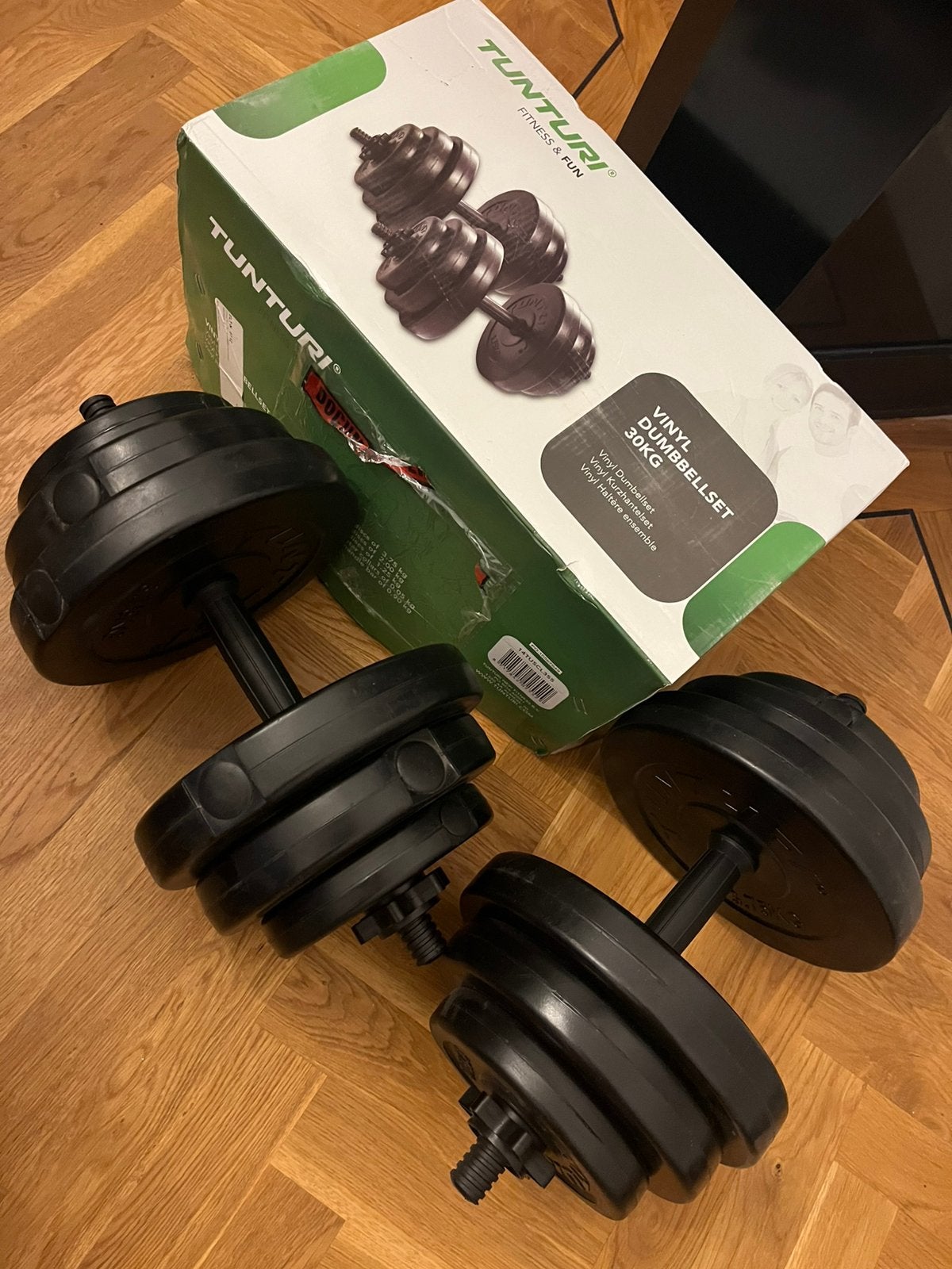 Tunturi Vinyl Dumbbellset 30 kg – verstelbaar – compleet, Sport en Fitness, Fitnessmaterialen, Ophalen, Zo goed als nieuw, Dumbbell