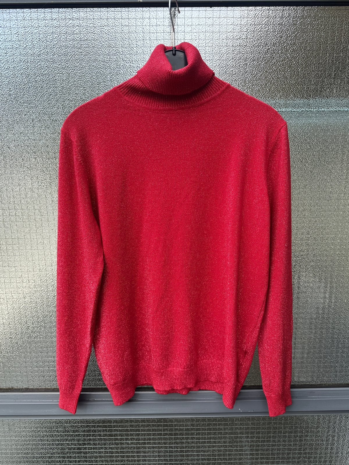 Rode glitter coltrui met subtiele lurex glans one Size, Ophalen of Verzenden, Zo goed als nieuw, Maat 38/40 (M), Rood