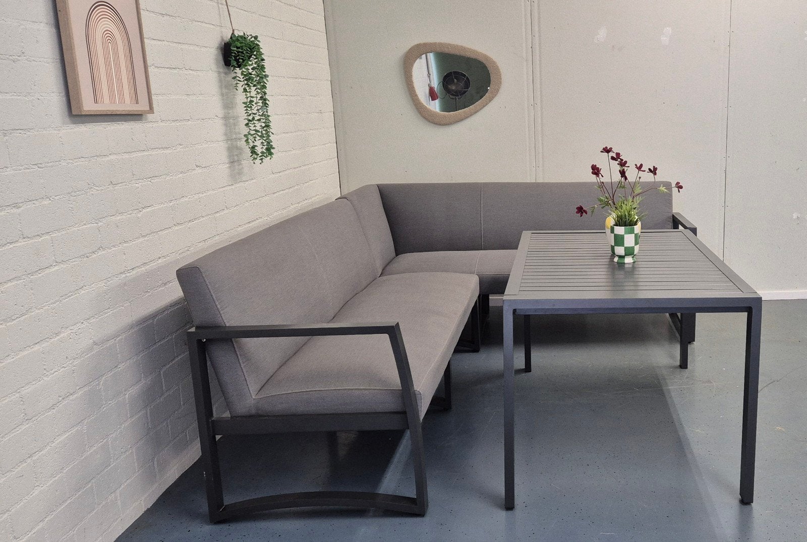 Loungeset Aluminium Hoekbank Antraciet Vaste kussens, Ophalen, 5 zitplaatsen, ., Aluminium