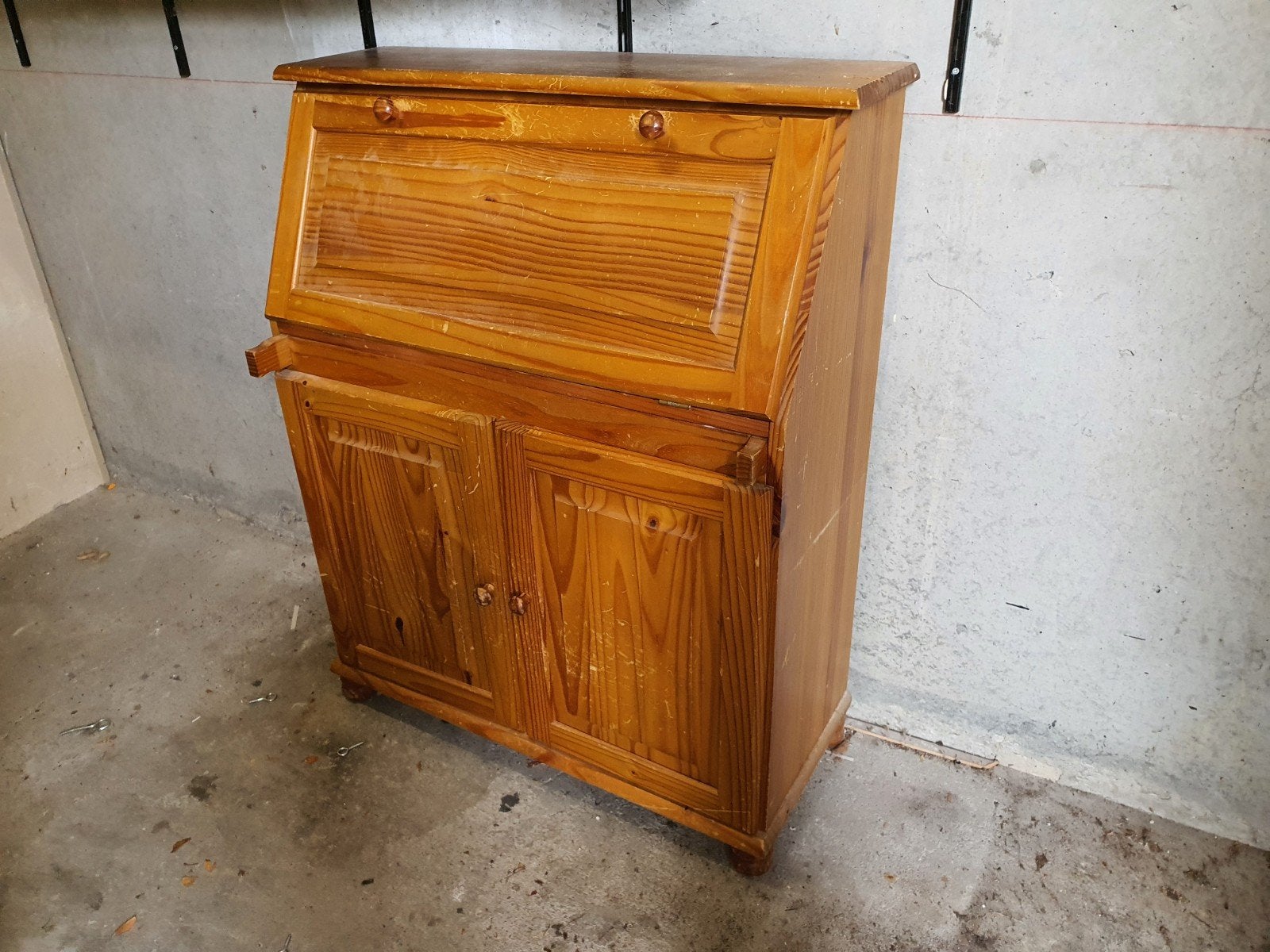 Vintage houten secretaire / bureau GRATIS, Antiek en Kunst, Ophalen