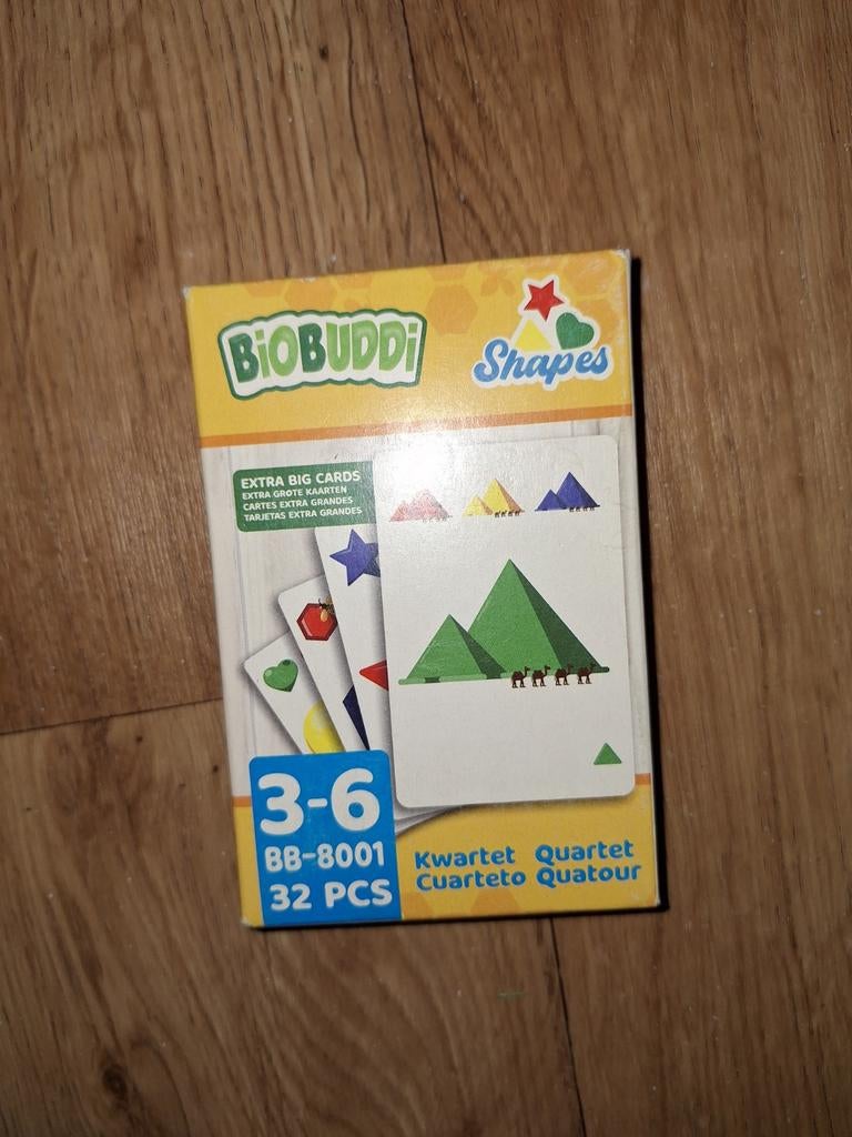 BioBuddi Vormen Kwartet Kaartspel 3-6 jaar, Een of twee spelers, Ophalen of Verzenden, Zo goed als nieuw, BioBuddi