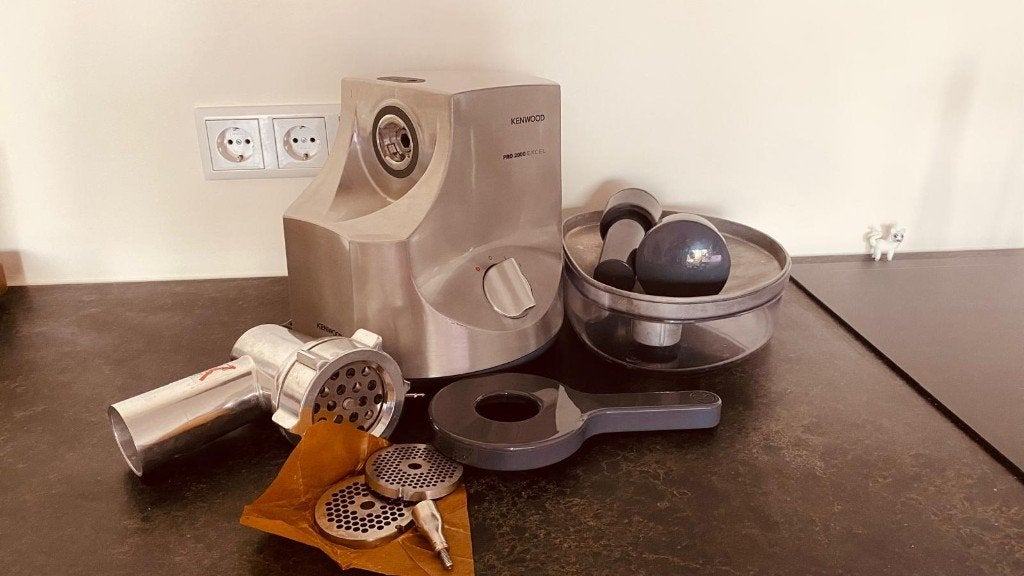 Kenwood PRO 2000 excel Hakmolen - Vleesmolen met accessoires, Ophalen, Gebruikt, Zilver, Snijmachine