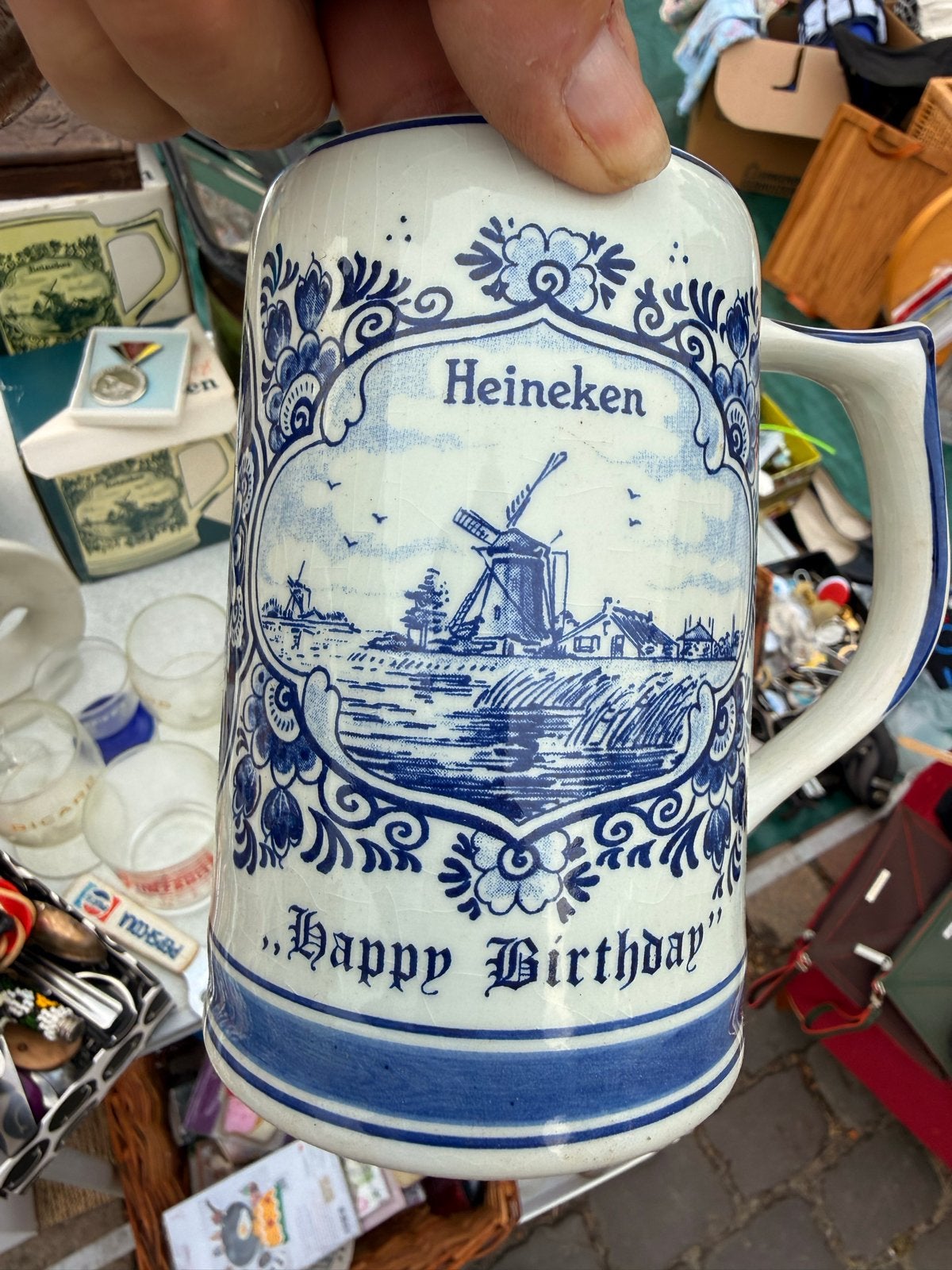 Heineken Bierpul - Delfts Blauw "Happy Birthday" Editie, Verzamelen, Ophalen, Nieuw, Gebruiksvoorwerp