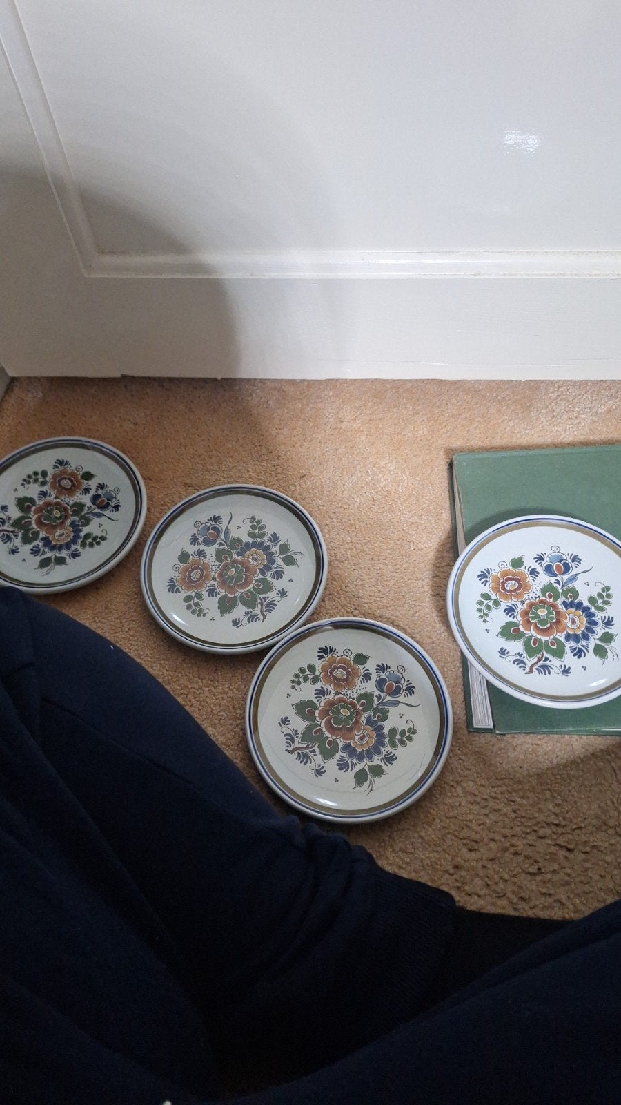Set van 4 Delft Polychroom Holland Handwerk sierborden, Ophalen of Verzenden