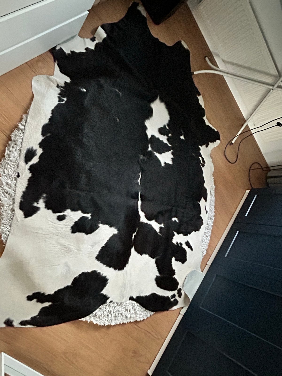 Zwart-wit koeienhuid vloerkleed 250x200cm, Ophalen, Zwart, Zo goed als nieuw, 200 cm of meer