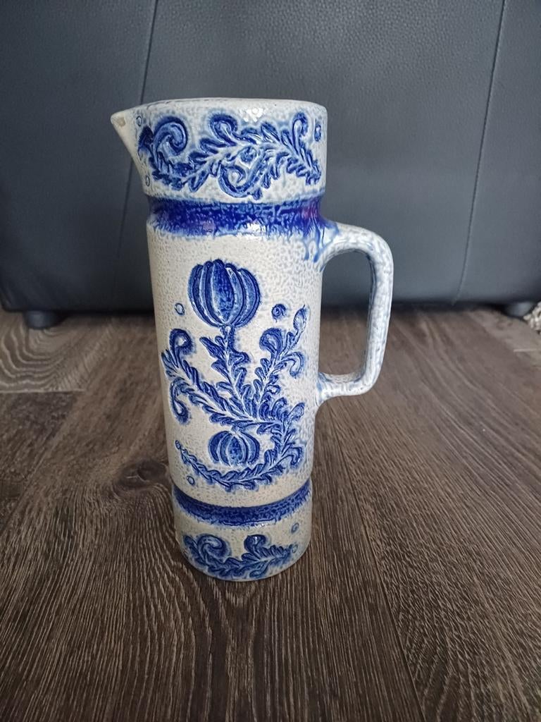 Vintage Westerwald Kruik - Blauw en Grijs Keramiek, Ophalen of Verzenden