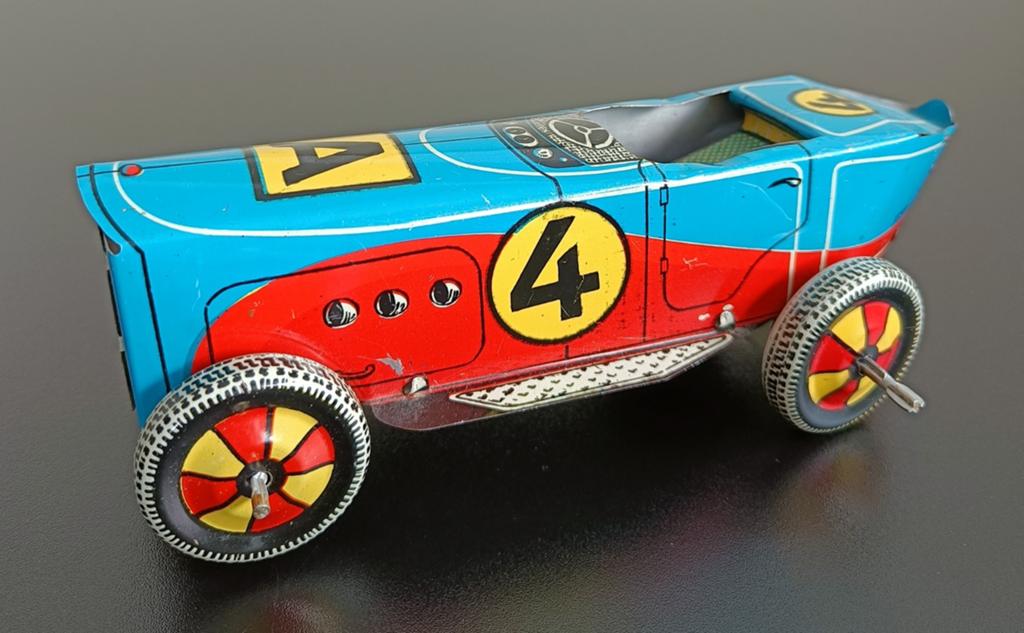 Vintage Turkse blikken raceauto Ufuk Bugatti nr.4., Ophalen of Verzenden