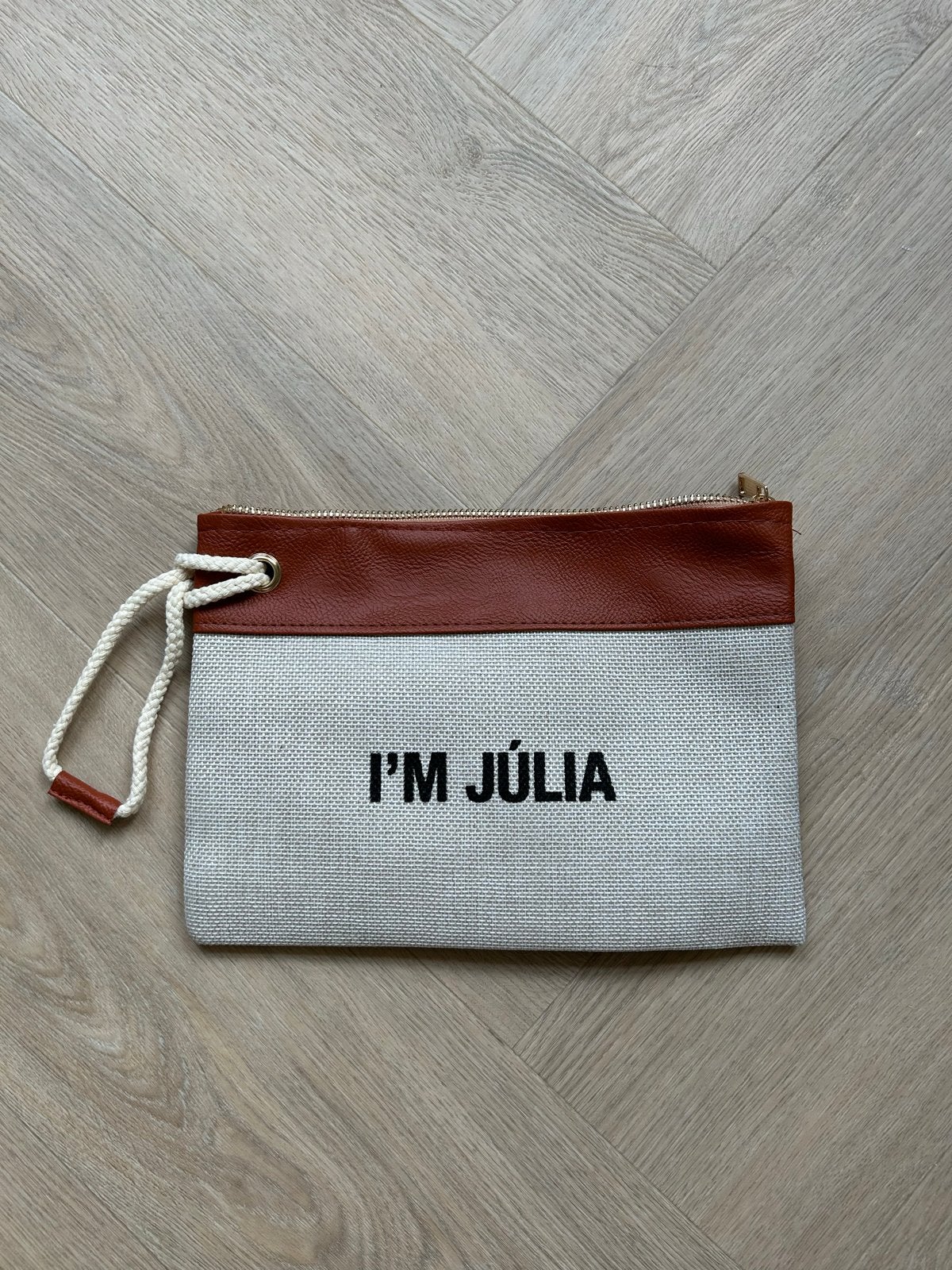 Júlia Clutch / Tasje met Touwen Koord, Ophalen of Verzenden, Zo goed als nieuw, Beige, Avondtasje