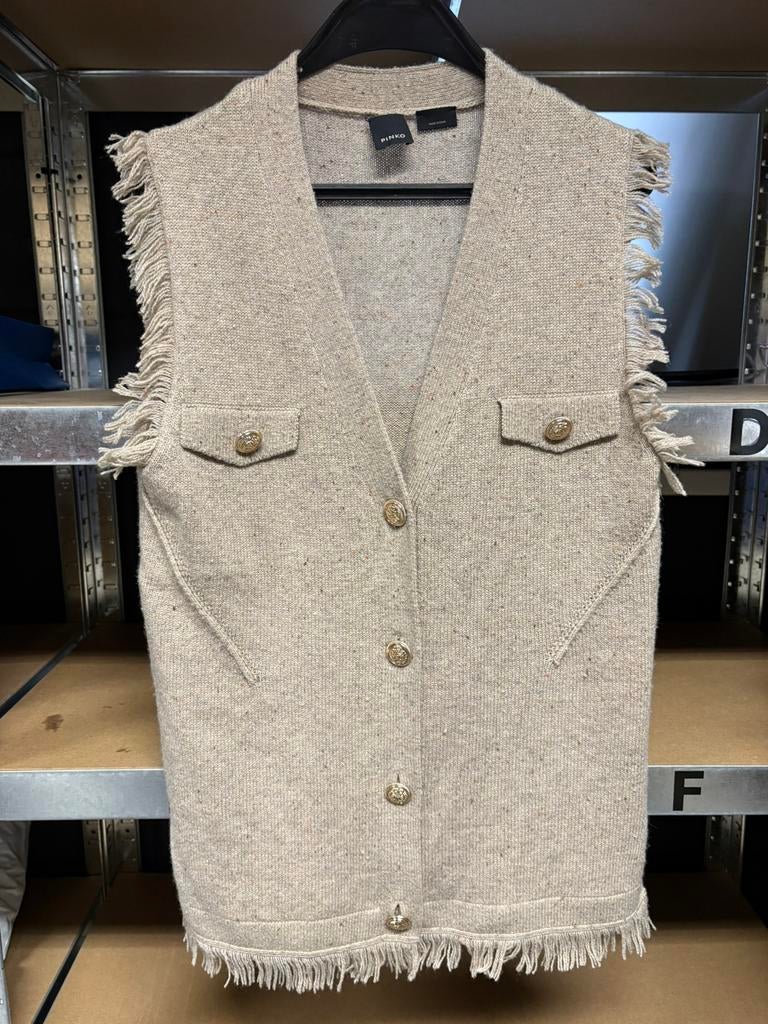 Pinko prachtig zgan gebreid gilet maat 38, Ophalen of Verzenden, Zo goed als nieuw, Maat 38/40 (M), Beige