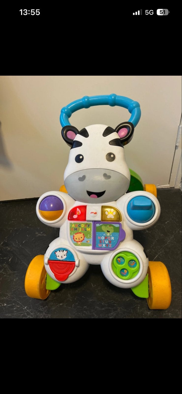 Fisher-Price Zebra Loopwagen - goed, Ophalen of Verzenden, Gebruikt, Overige typen, Met licht